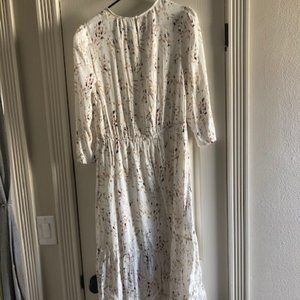 Abstract Print 3/4 Sleeve Tiered Maxi Dress